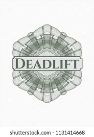 Green abstract rosette with text Deadlift inside