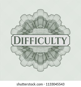 Green abstract rosette with text Difficulty inside