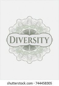 Green abstract rosette with text Diversity inside