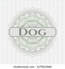 Green abstract rosette with text Dog inside