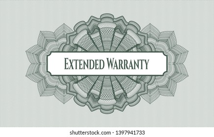Green abstract rosette with text Extended Warranty inside