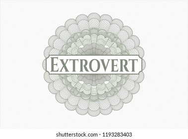 Green abstract rosette with text Extrovert inside
