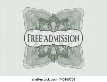 Green abstract rosette with text Free Admission inside