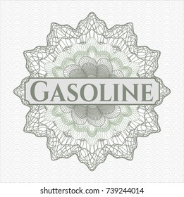 Green abstract rosette with text Gasoline inside
