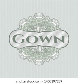 Green abstract rosette with text Gown inside