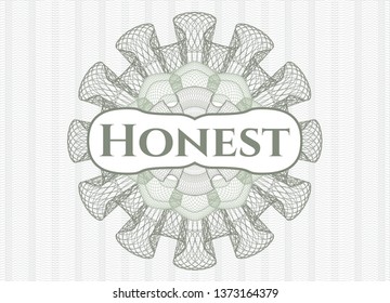 Green abstract rosette with text Honest inside