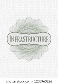 Green abstract rosette with text Infrastructure inside