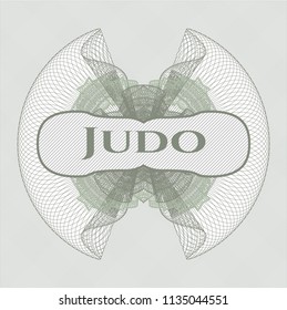 Green abstract rosette with text Judo inside