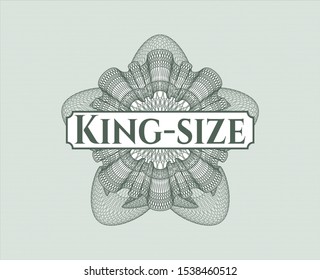 Green abstract rosette with text King-size inside