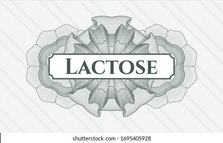 Green abstract rosette with text Lactose inside