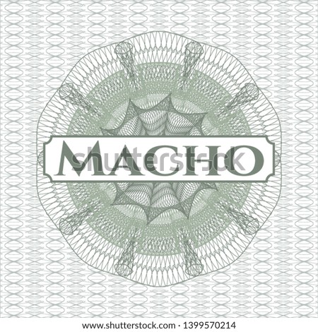 Green abstract rosette with text Macho inside