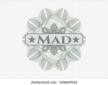 Green abstract rosette with text Mad inside