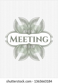 Green abstract rosette with text Meeting inside