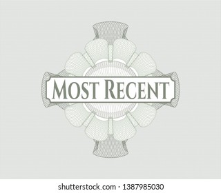 Green abstract rosette with text Most Recent inside