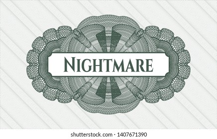 Green abstract rosette with text Nightmare inside