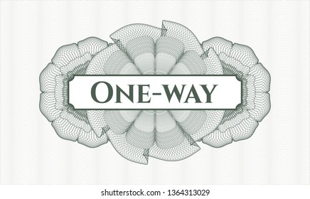 Green abstract rosette with text One-way inside