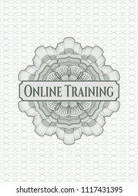 Green abstract rosette with text Online Training inside