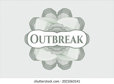 Green abstract rosette with text Outbreak inside