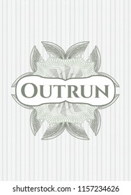 Green abstract rosette with text Outrun inside