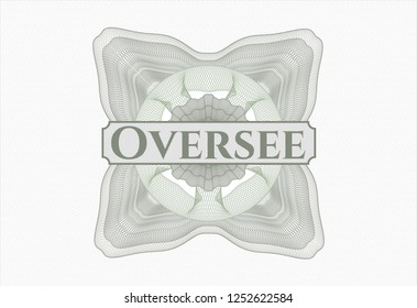Green abstract rosette with text Oversee inside