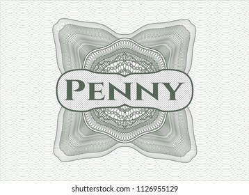 Green abstract rosette with text Penny inside