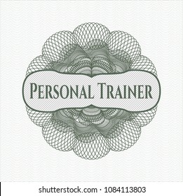 Green abstract rosette with text Personal Trainer inside