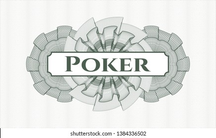 Green abstract rosette with text Poker inside