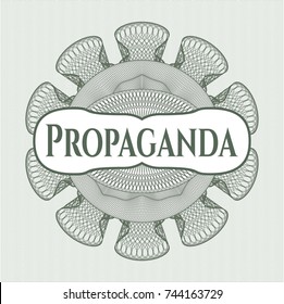 Green abstract rosette with text Propaganda inside