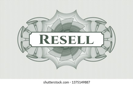 Green abstract rosette with text Resell inside