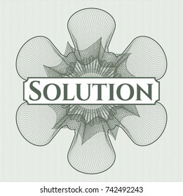 Green abstract rosette with text Solution inside