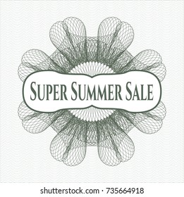 Green abstract rosette with text Super Summer Sale inside