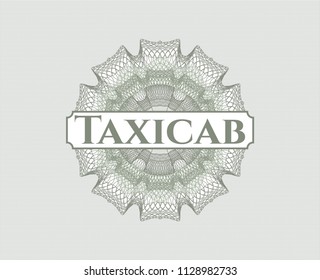 Green abstract rosette with text Taxicab inside