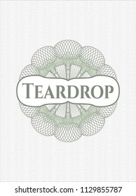 Green abstract rosette with text Teardrop inside