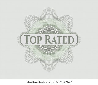 Green abstract rosette with text Top Rated inside