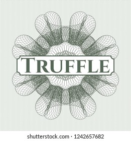Green abstract rosette with text Truffle inside