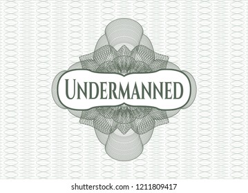 Green abstract rosette with text Undermanned inside