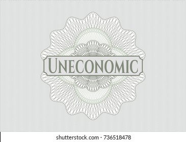 Green abstract rosette with text Uneconomic inside