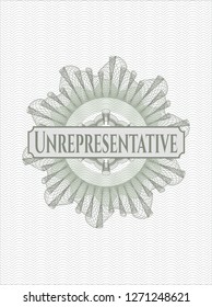 Green abstract rosette with text Unrepresentative inside