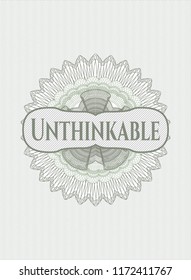 Green abstract rosette with text Unthinkable inside