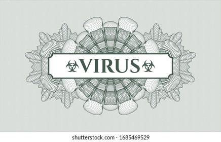 Green abstract rosette with text Virus inside