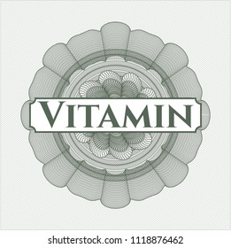 Green abstract rosette with text Vitamin inside