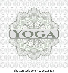 Green abstract rosette with text Yoga inside