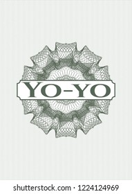 Green abstract rosette with text Yo-yo inside