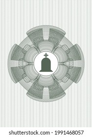 Green abstract rosette. with tombstone icon inside
