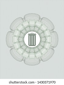 Green abstract rosette with trash can icon inside