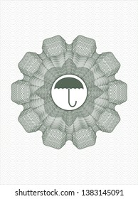 Green abstract rosette with umbrella icon inside