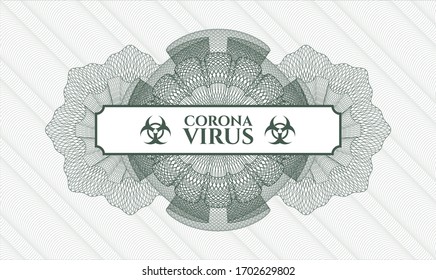 Green abstract rosette. Vector Illustration. Detailed with text Coronavirus inside