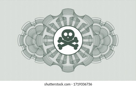 Green abstract rosette. Vector Illustration. Detailed with crossbones icon inside
