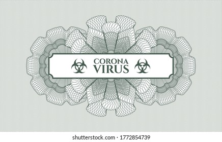 Green abstract rosette. Vector Illustration. Detailed with text Coronavirus inside