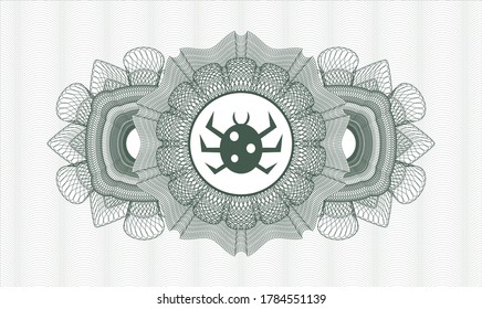 Green abstract rosette. Vector Illustration. Detailed with bug icon inside